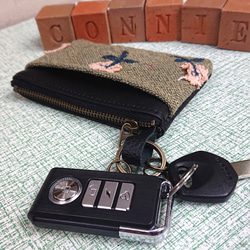 [免費送貨] Mina Perhonen Skip Khaki真皮智能鑰匙包硬幣卡 第2張的照片