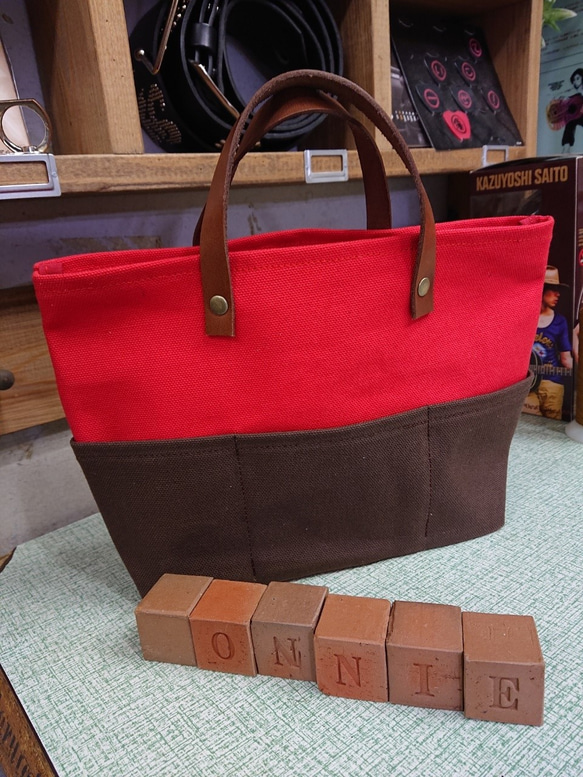 [免運費] Mini Tote 倉敷帆布+牛皮、袋中袋、原裝 第2張的照片