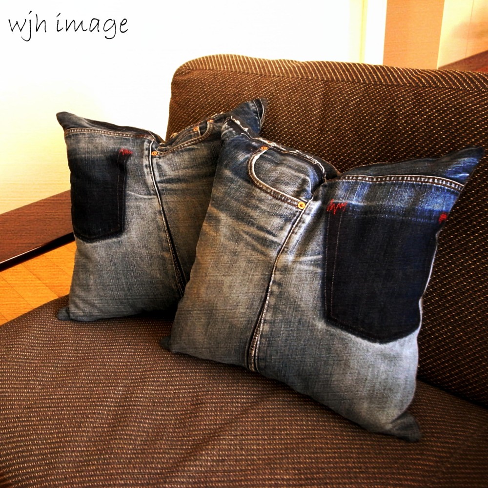 デニムクッションNO.1 カバー＆ヌードクッションセット ディスプレイに  
