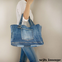 TOMO♡大きめデニムリメイクバッグ（LL）No.740☆トートバッグ 89fa40c0a88350e0d0af721889589f