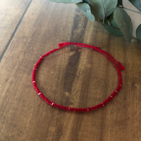 Henp・ミサンガ ( ナチュラル×ブラウン×ターコイズ)足首用