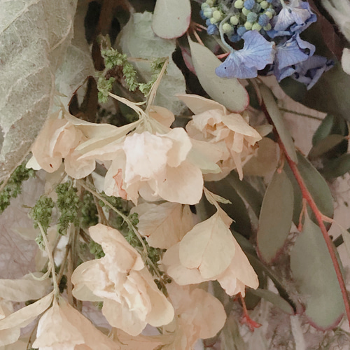 ドライフラワー スモークツリー 紫陽花 スノーフレーク スワッグ ドライフラワー スモークツリー 紫陽花 スノーフレーク スワッグ
