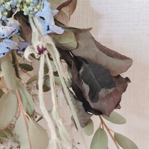 ドライフラワー スモークツリー 紫陽花 スノーフレーク スワッグ ドライフラワー スモークツリー 紫陽花 スノーフレーク スワッグ