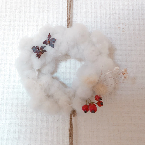 ユーカリ　コットンのミニリース SALE】ミニリース ガーランド ミニリース3連 コットン ユーカリ ドライ