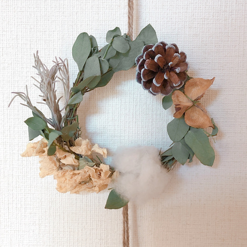 ユーカリ　コットンのミニリース SALE】ミニリース ガーランド ミニリース3連 コットン ユーカリ ドライ