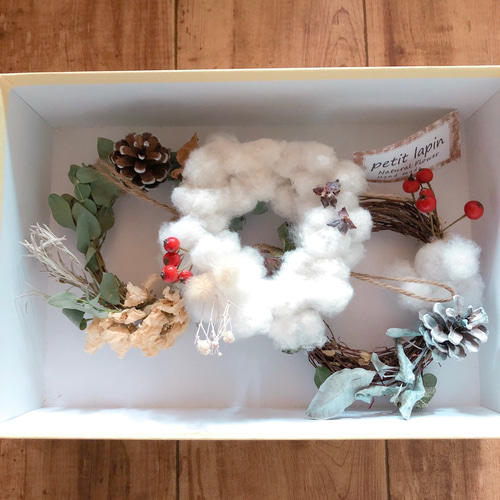 SALE】ミニリース ガーランド ミニリース3連 コットン ユーカリ ドライ