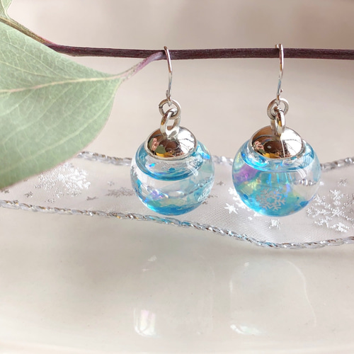 【1196】ガラスドームのピアスイヤリング 1196】ガラスドームのピアスイヤリング