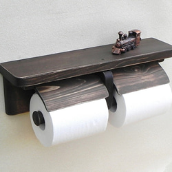 木製トイレットペーパーホルダー Ver.13（ブラウン アンティック風） 3枚目の画像