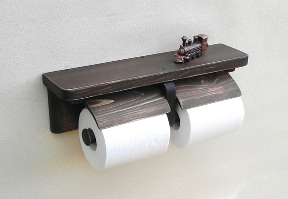 木製トイレットペーパーホルダー Ver.13（ブラウン アンティック風） 3枚目の画像