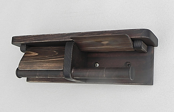 木製トイレットペーパーホルダー Ver.13（ブラウン アンティック風） 5枚目の画像