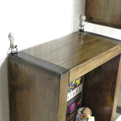 木製 壁掛け ボックス シェルフ 2個（ライト ウォルナット） 2枚目の画像