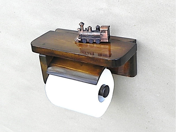 木製トイレットペーパーホルダーVer.5S（ブラウン） 1枚目の画像