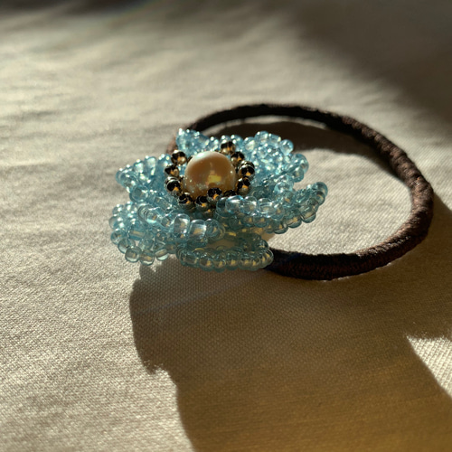 メグえもん様 水色 ハーフ シュシュ☆ビーズ ヘアゴム☆ハンドメイド しゃこぷ様 ハーフ シュシュビーズ ヘアゴムハンドメイド 紫