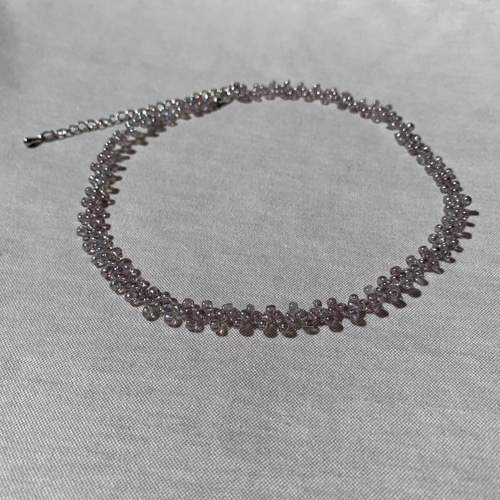 クリアグレーのシンプルビーズステッチチョーカー チョーカー