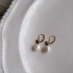 14kgf Pearl ＆ Black spinel pierce [PP021] 5枚目の画像