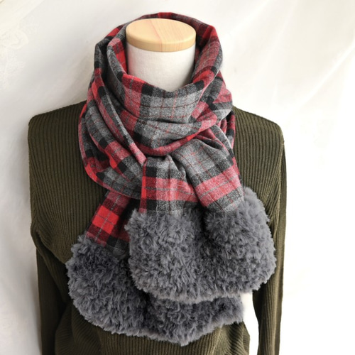 LV グレー チェック柄 マフラー モカカラー チェック柄マフラー グレー - キャンディーシュガー