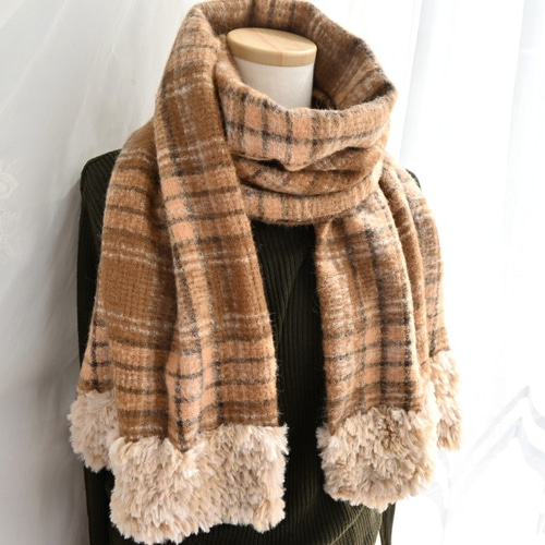 ⛄winterSALE⛄ふんわりシャギー×ふわとろファーの大人チェック柄