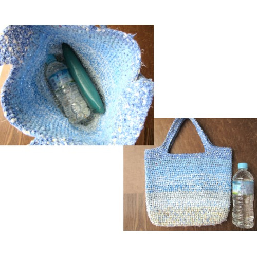 一点限り】コットン100%さきあみトートバッグ＊ブルー系 トートバッグ