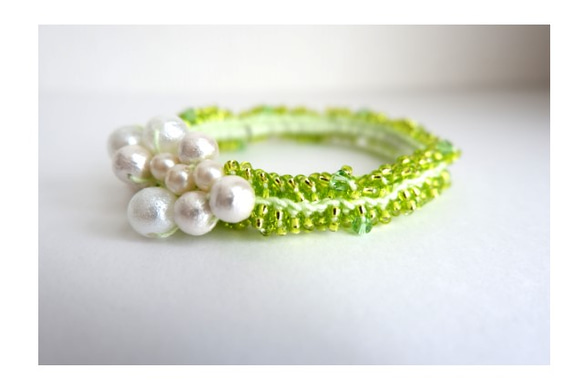 Yellowgreen×Cotton pearl＊シュシュ 3枚目の画像