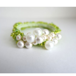 Yellowgreen×Cotton pearl＊シュシュ 4枚目の画像