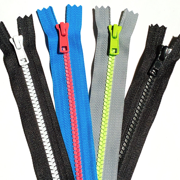 YKK 5号 ビスロン 海外 ファスナー アローシェイプ グレー×黄緑 3枚目の画像