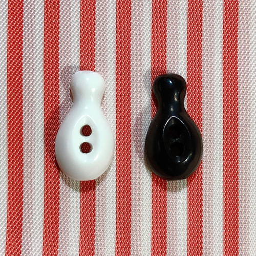 ボウリングピン ホワイト 大人気♪オリジナルボウリングピンボタン◇白/4個セット ボタン