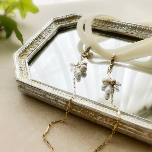 ♪607❤️ 鈴蘭 スズラン パール ガラスビーズ マスクチェーン メガネ