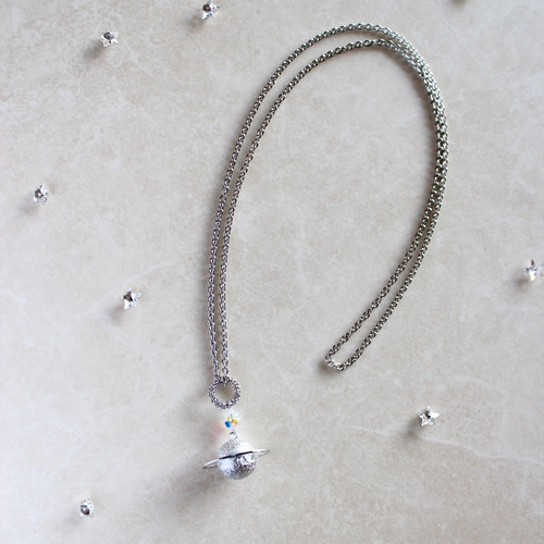 1000個販売♪癒しの音色オルゴールボールネックレス（コスモ、シルバー