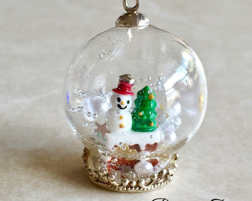 4℃ スノードーム付き ネックレス 海の煌めき＊スノードームのネックレス 《スワロフスキー》 ネックレス