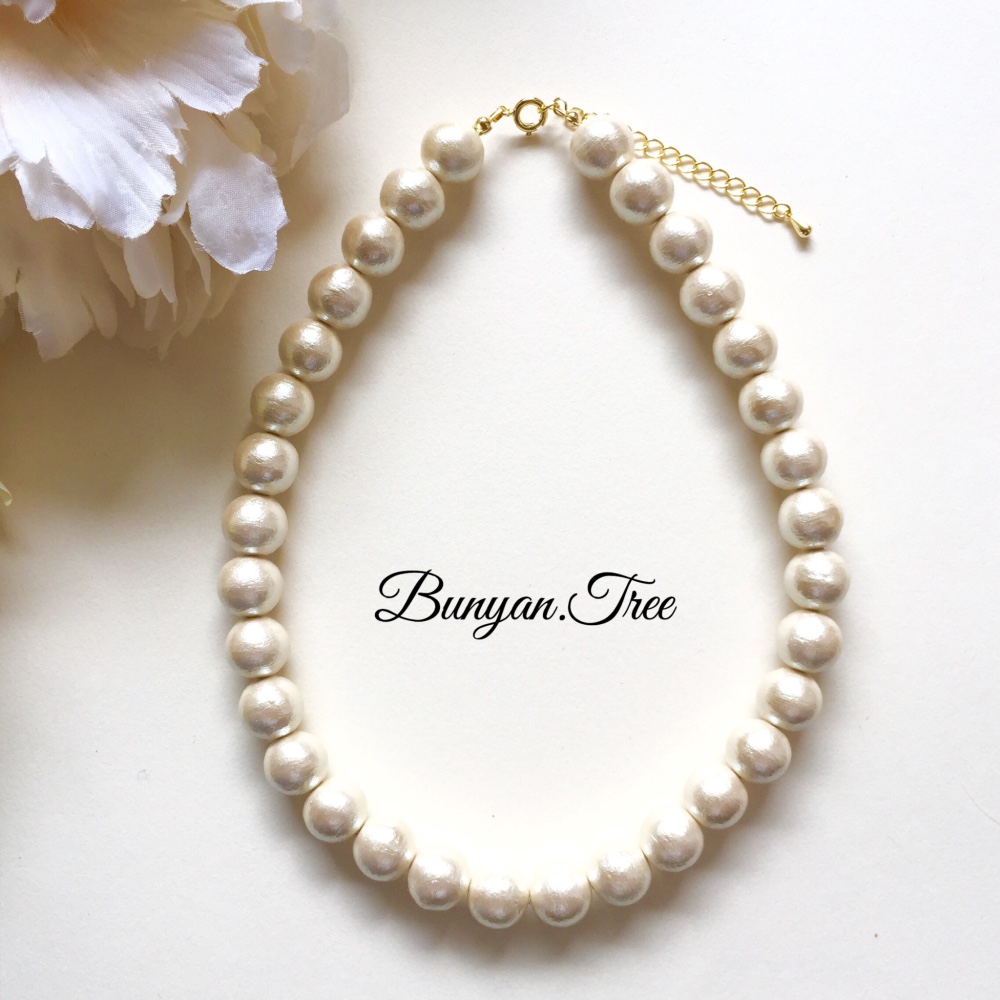 軽〜い♪大粒コットンパールのネックレス〜Snow Princess〜　12mm国産パール