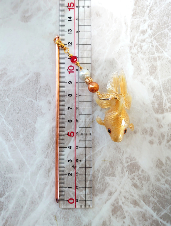 金魚のかんざし(一本簪)黄金琉金さん 3枚目の画像