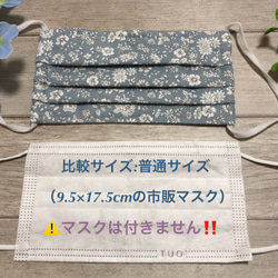 冠婚葬祭に★creema限定★受注製作‼️ 送料無料【大人用ワイヤー入りプリーツマスク】お花柄 外出用品 洗い替え 3枚目の画像