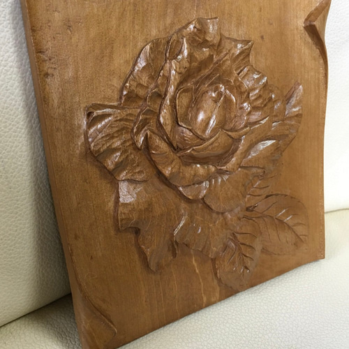 木彫りレリーフ・花言葉溢れる、薔薇(製品番号_38) その他インテリア