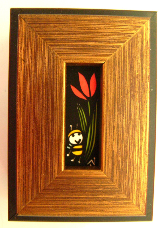 ミニ額切り絵 みつばちとお花その② 切り絵 ナカニシカオリ 通販 4699