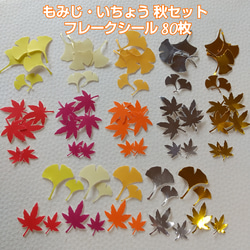 クラフトパンチ#1551☆秋セット もみじ いちょう フレークシール