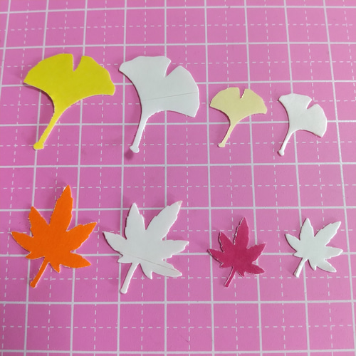 クラフトパンチ#1551☆秋セット もみじ いちょう フレークシール