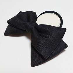 黒色リボン ヘアゴム  髪飾り コスプレ衣装小物 ハンドメイド ブラック 1枚目の画像
