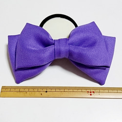 紫色リボン ヘアゴム  髪飾り コスプレ衣装小物 ハンドメイド パープル 2枚目の画像