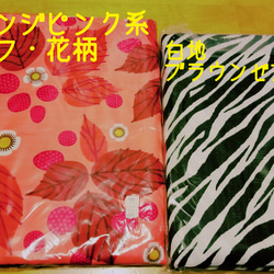 【受注制作】立体マスク(ジュニアサイズ) 白地にオレンジ・ピンク花柄 4枚目の画像