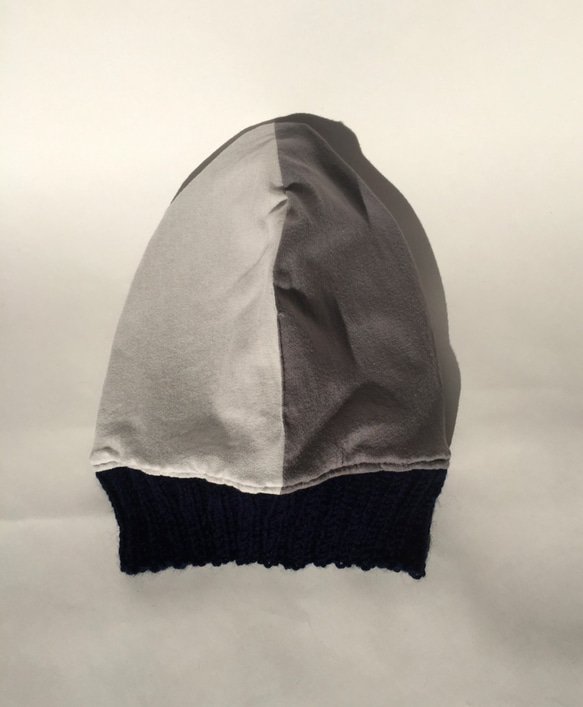送料無料♡　ネイビーブルーxウールのニット帽（リバーシブル） 3枚目の画像