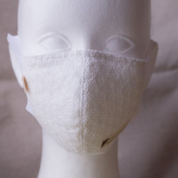 即納◆夏用　耳が痛くならない天然抗菌消臭・竹ガーゼ　コットンドットレース立体マスク 2枚目の画像