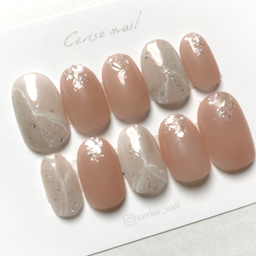 ニュアンスネイル〉/春/ブライダル/シンプル/ミラーネイル/うねうね