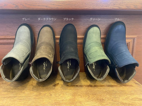 【アシオト】神戸の靴職人が作った♪超軽量・純国産牛革ショートブーツ(A90830) 3枚目の画像