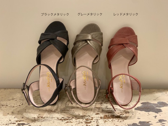 【アシオト】神戸の靴職人が作った♪超軽量・純国産レザーオープントゥサンダル♪（A7845） 3枚目の画像