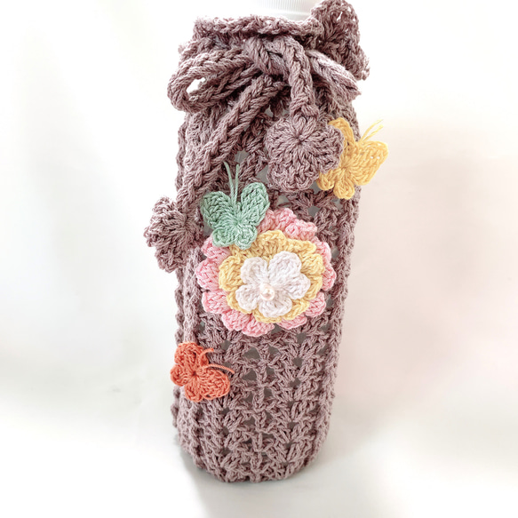 ♥️手編み♥️ハンドメイド♥️お花いっぱいバッグ♥️お花いっぱいペットボトルカバー♥️ ♥️手編み♥️ハンドメイド♥️お花いっぱいバッグ♥️お花