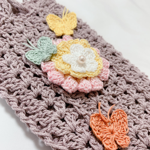 ♥️手編み♥️ハンドメイド♥️お花いっぱいバッグ♥️お花いっぱいペットボトルカバー♥️ ♥️手編み♥️ハンドメイド♥️お花いっぱいバッグ♥️お花いっぱい