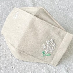 受注生産☆ジャスミン 手刺繍☆布マスク 抗ウイルス加工メッシュ