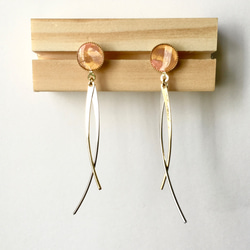 粉金樹脂耳環 Pink & gold resin Earrings |可訂製 第2張的照片