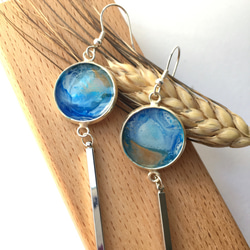 藍金星球樹脂耳環 Blue & gold planet resin Earrings |可訂製 第2張的照片