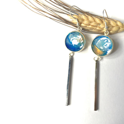 藍金星球樹脂耳環 Blue & gold planet resin Earrings |可訂製 第3張的照片